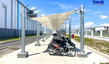Mái che bạt căng kiến trúc bãi đỗ xe bike parking tại Logicross Hải Phòng